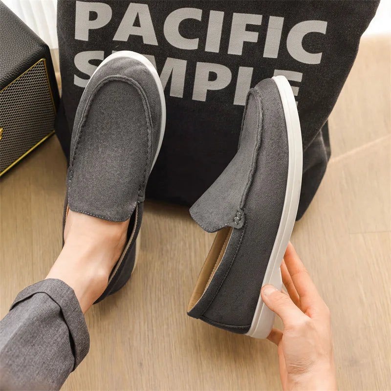 Men Flat Loafers 2025 Frosted Suede Flat Shoes Comfortable Non Slip Fashion Loafers Lightweight Trendy Outdoor Casual Shoes