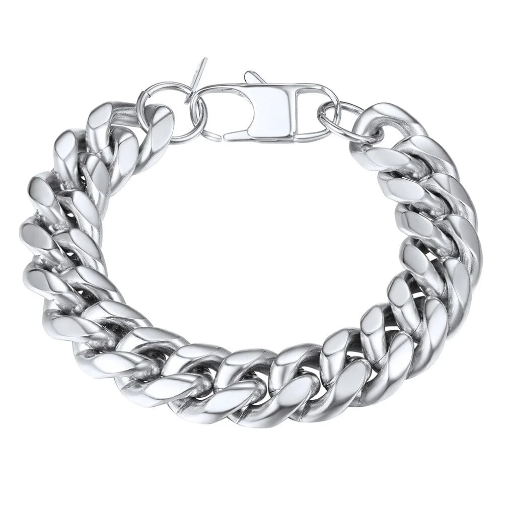 Bracelet for Men Chunky Cuban Bracelet 14MM 7.5 Inch Chain Bracelet Stainless Steel Gift for Him